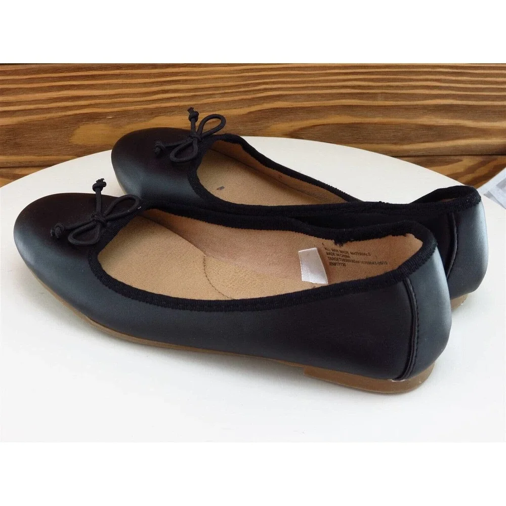 Cat & Jack Sz 4 Shoes Girls Youth Ballet Black Synthetic Slip On‎